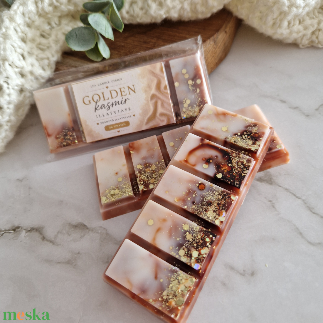 Golden kasmír törhető illatviasz, elegáns,nőies virág illat - otthon & életmód - gyertya, illat, aroma - illatviasz - Meska.hu