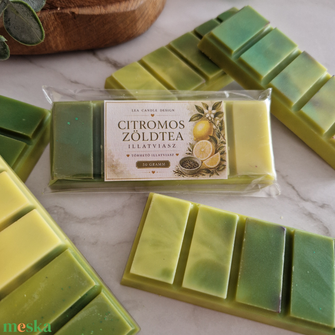 Citromos zöld tea illatviasz, friss citrusos illat  - otthon & életmód - gyertya, illat, aroma - illatviasz - Meska.hu