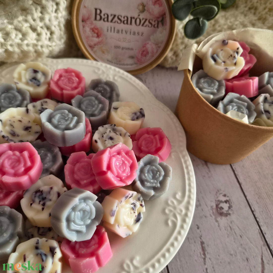Bazsarózsa illatviasz, nőies, finom rózsaillat  - otthon & életmód - gyertya, illat, aroma - illatviasz - Meska.hu