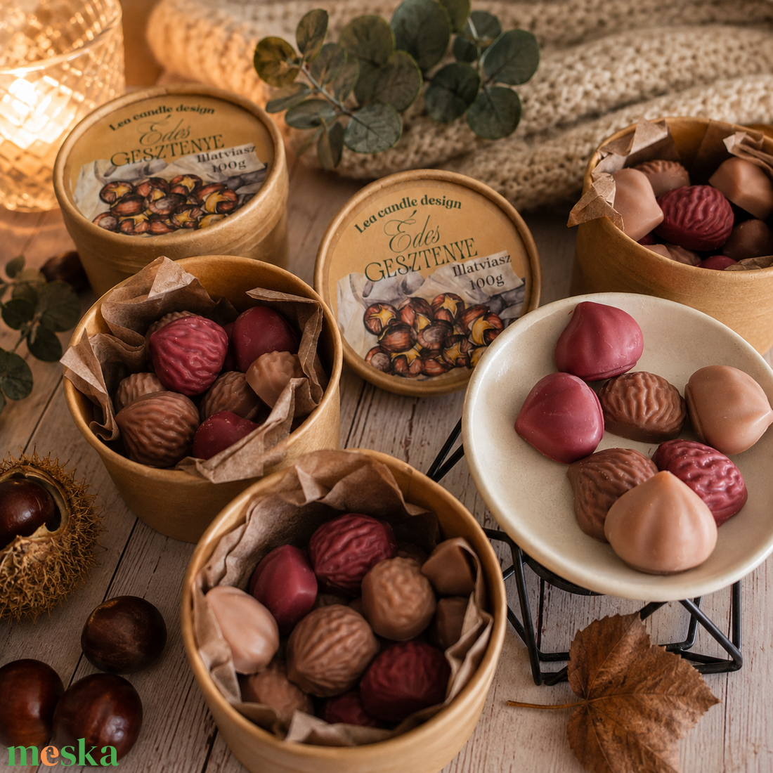 Édes gesztenye illatviasz, meleg, édes őszi hangulat otthonodba - otthon & életmód - gyertya, illat, aroma - illatviasz - Meska.hu
