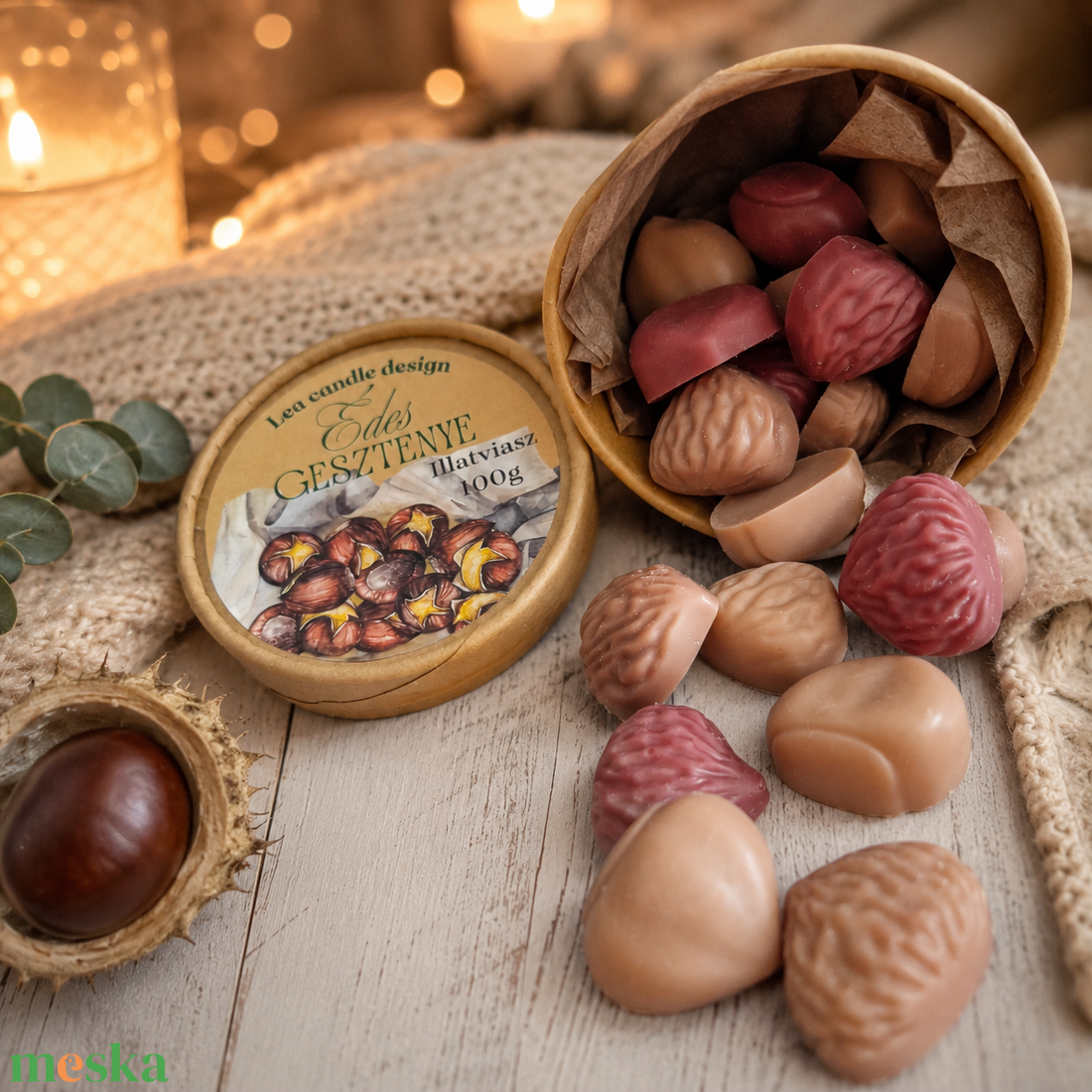 Édes gesztenye illatviasz, meleg, édes őszi hangulat otthonodba - otthon & életmód - gyertya, illat, aroma - illatviasz - Meska.hu