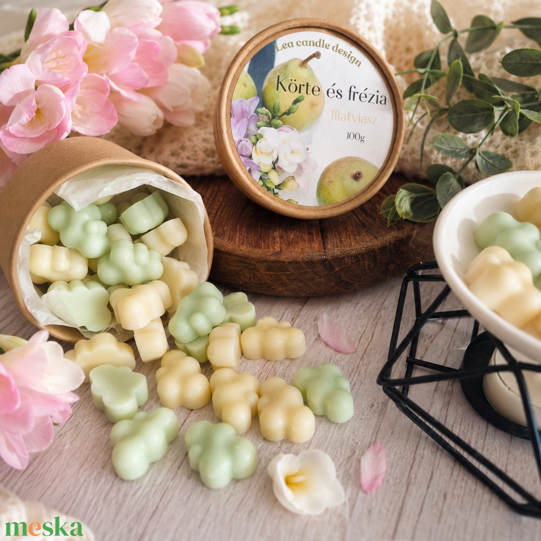 Körte és frézia illatviasz, friss elegáns, nőies élmény - otthon & életmód - gyertya, illat, aroma - illatviasz - Meska.hu