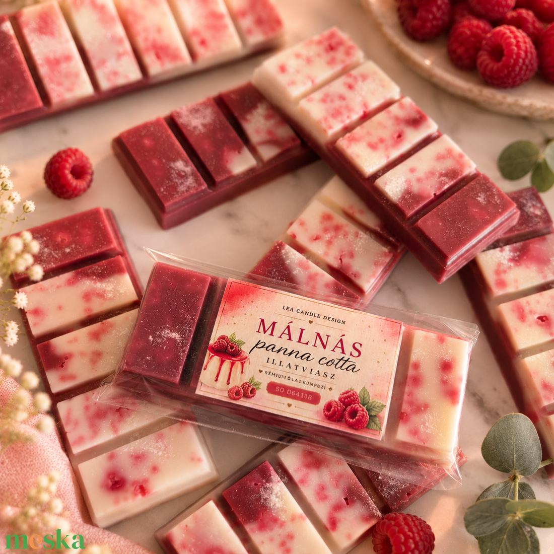 Málnás panna cotta illatviasz, igazi málnás desszertélmény - otthon & életmód - gyertya, illat, aroma - illatviasz - Meska.hu