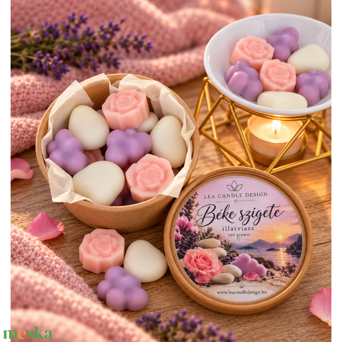 Béke szigete illatviasz - tiszta, nyugodt, virágos - gyógynövényes illat  - otthon & életmód - gyertya, illat, aroma - illatviasz - Meska.hu