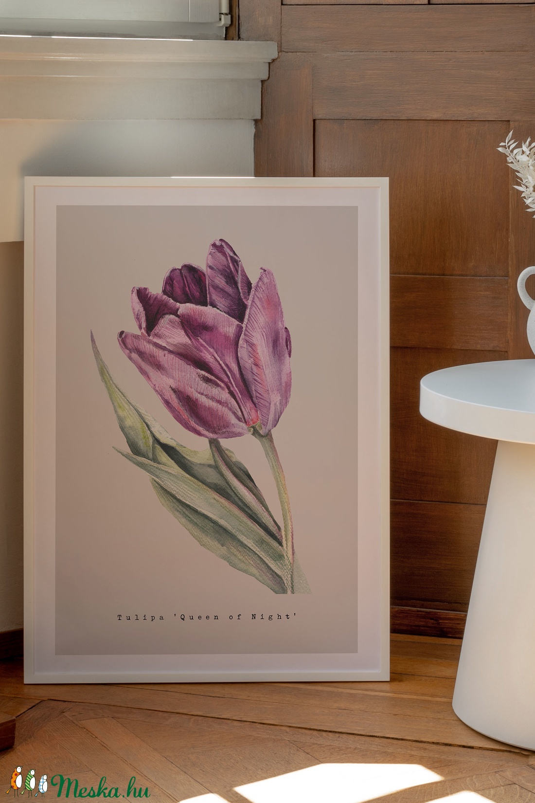 Lila tulipán akvarell botanikai illusztráció A4-es méretben - művészet - festmény - akvarell - Meska.hu