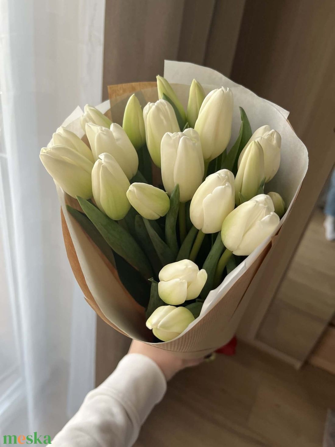 20 szálas fehér tulipán csokor - otthon & életmód - virágdekoráció - virágok - virágcsokor - Meska.hu