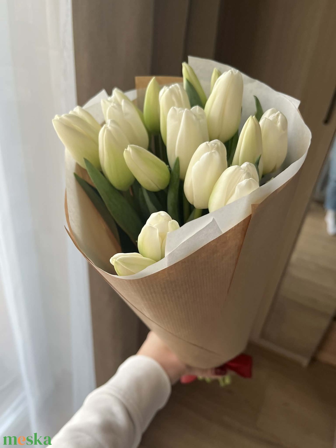 20 szálas fehér tulipán csokor - otthon & életmód - virágdekoráció - virágok - virágcsokor - Meska.hu