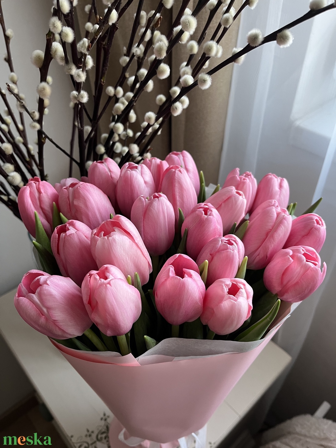 Rózsaszín tulipán csokor - otthon & életmód - virágdekoráció - virágok - szálas virág - Meska.hu