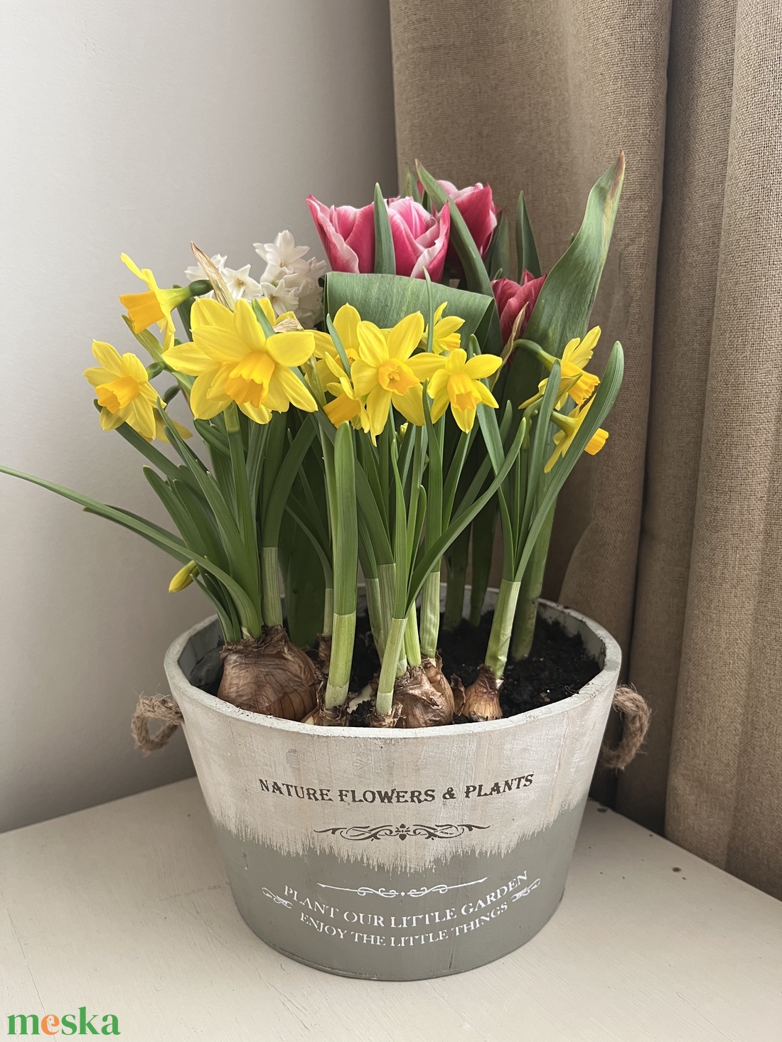 Tavaszi virágtál - nagy - otthon & életmód - dekoráció - asztal és polc dekoráció - asztaldísz - Meska.hu