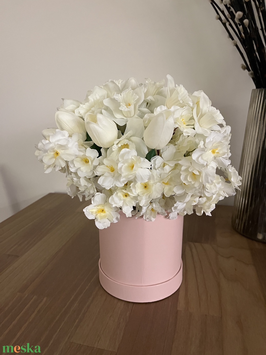 Tavaszi virágbox - selyemvirág - otthon & életmód - virágdekoráció - virágok - virágbox - Meska.hu