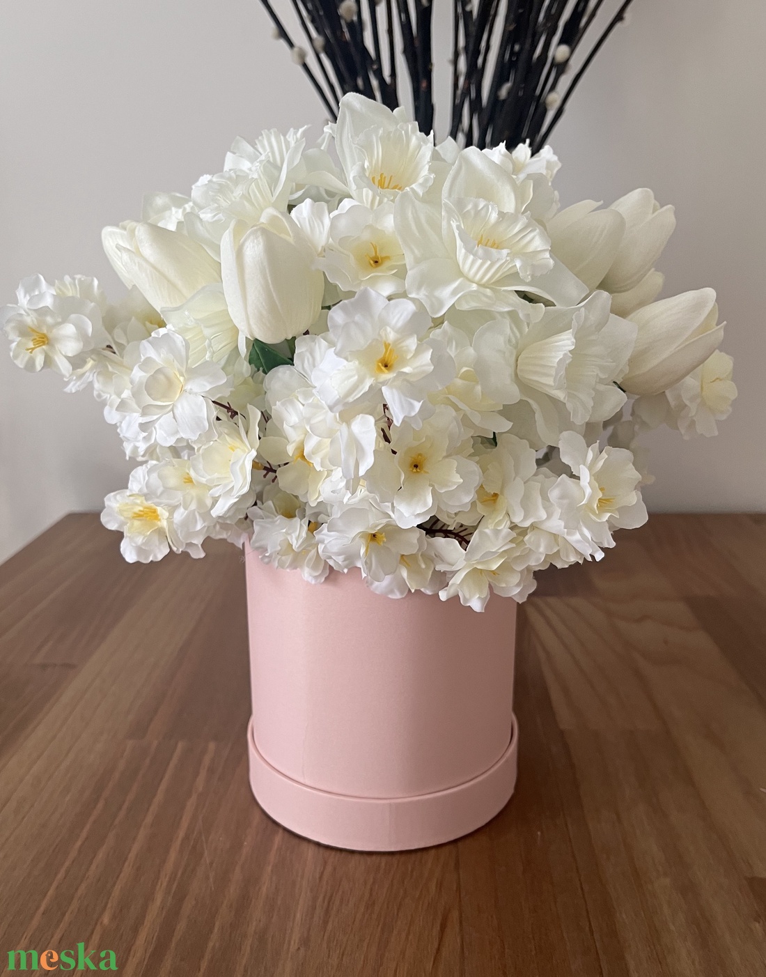 Tavaszi virágbox - selyemvirág - otthon & életmód - virágdekoráció - virágok - virágbox - Meska.hu