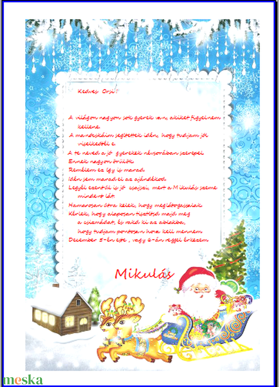 levél a Mikulástól - otthon & életmód - papír, írószer - boríték - Meska.hu