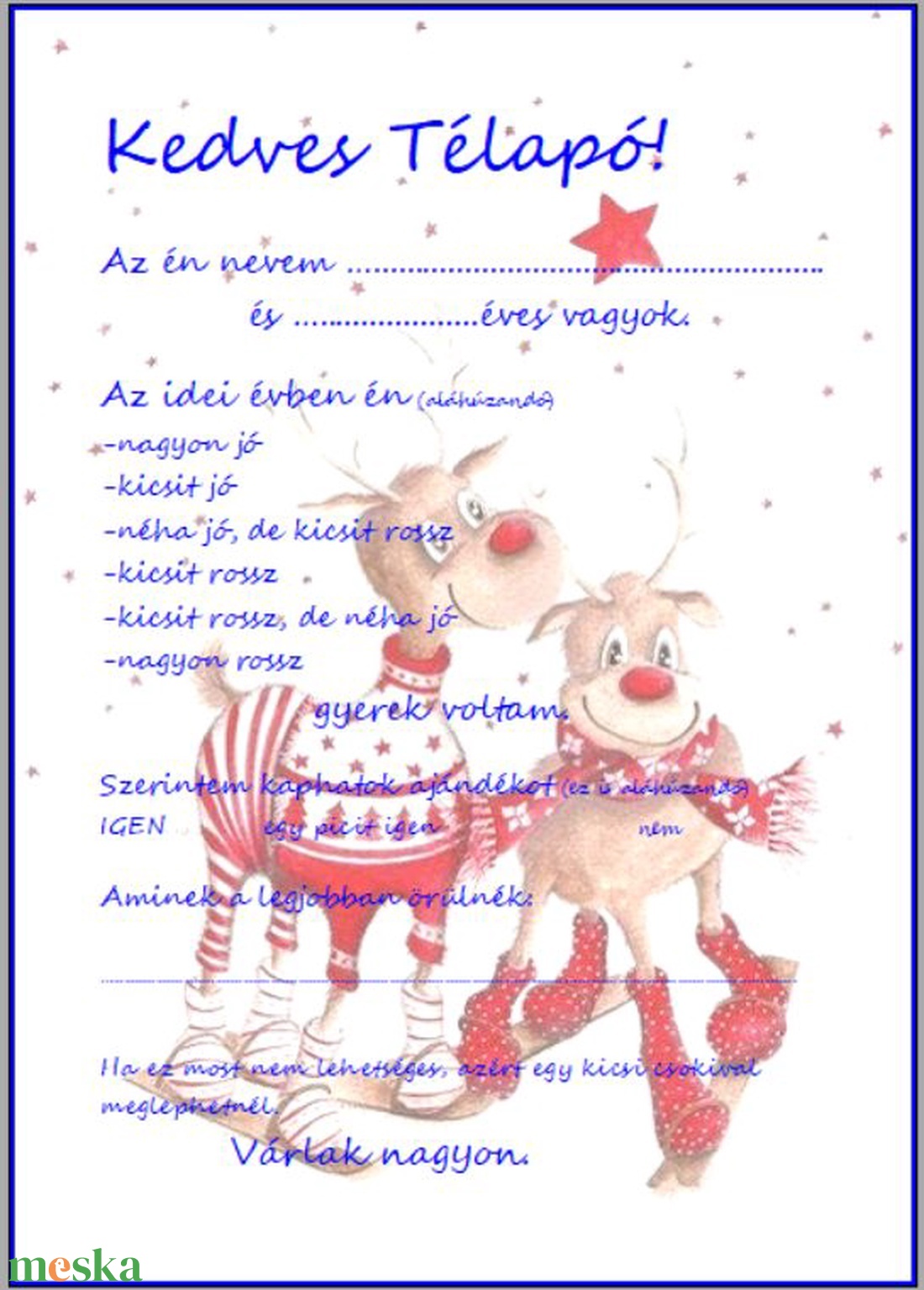 levél a Mikulásnak - otthon & életmód - papír, írószer - Meska.hu