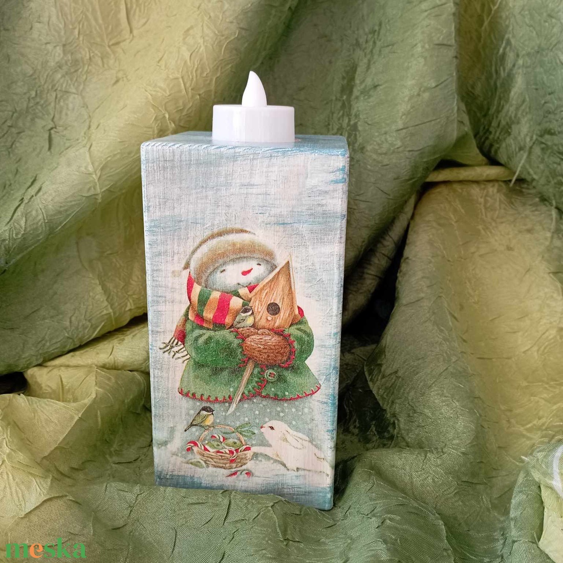 Hóemberes gyertyatartó - otthon & életmód - gyertya, illat, aroma - gyertyatartó - Meska.hu