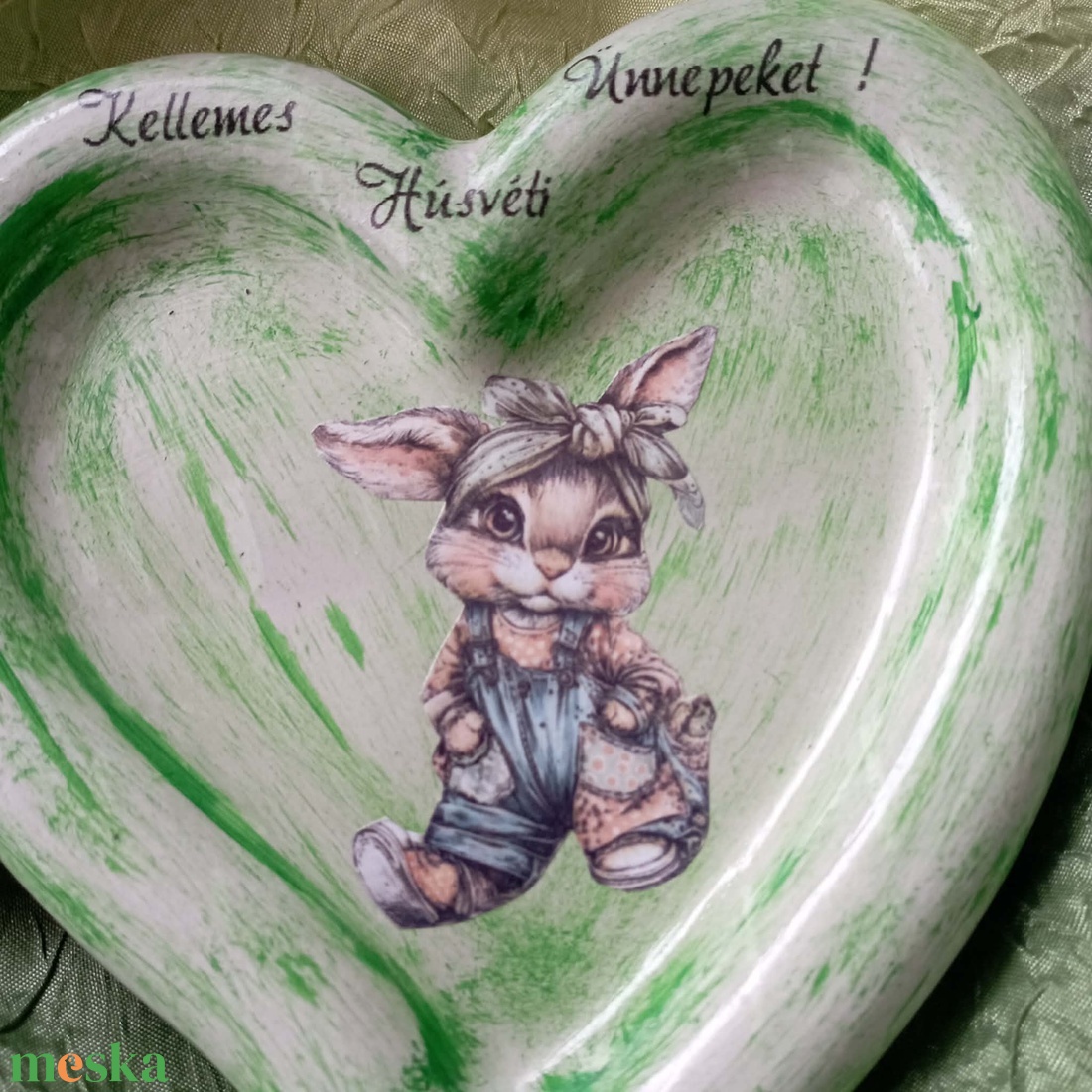 szíves tálka - ünnepi díszek, dekorációk - húsvéti díszek és dekorációk - húsvéti asztaldíszek - Meska.hu
