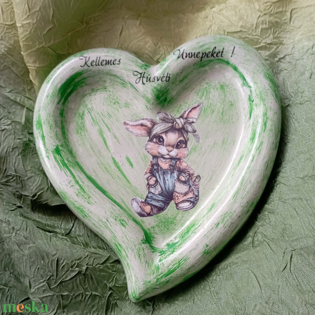 szíves tálka - ünnepi díszek, dekorációk - húsvéti díszek és dekorációk - húsvéti asztaldíszek - Meska.hu