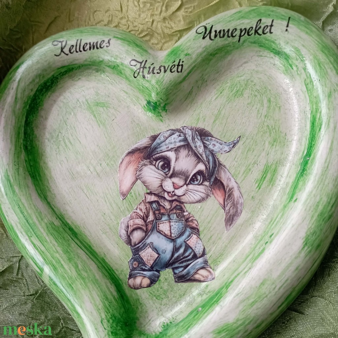 szíves tálka - ünnepi díszek, dekorációk - húsvéti díszek és dekorációk - húsvéti asztaldíszek - Meska.hu