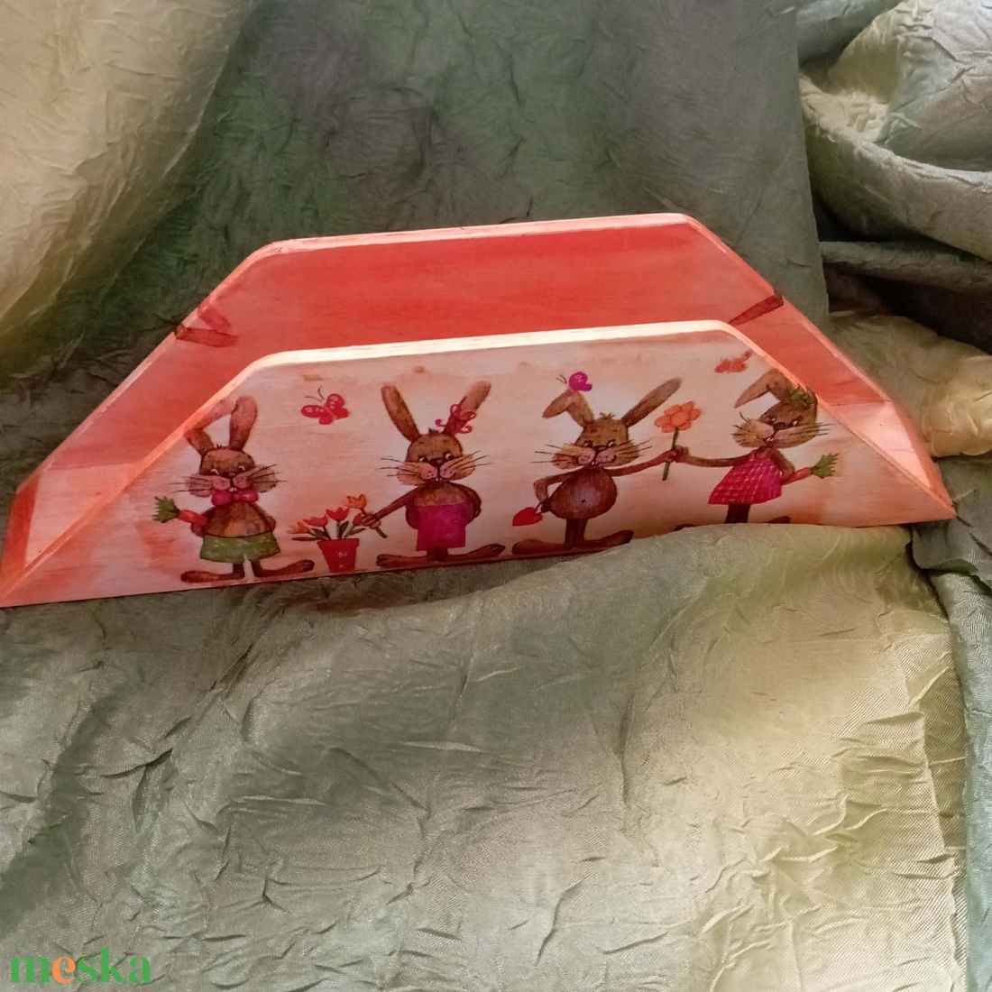 szalvétatartó nyuszis - otthon & életmód - konyhafelszerelés, tálalás - tálalás - szalvétatartó, szalvétagyűrű - Meska.hu