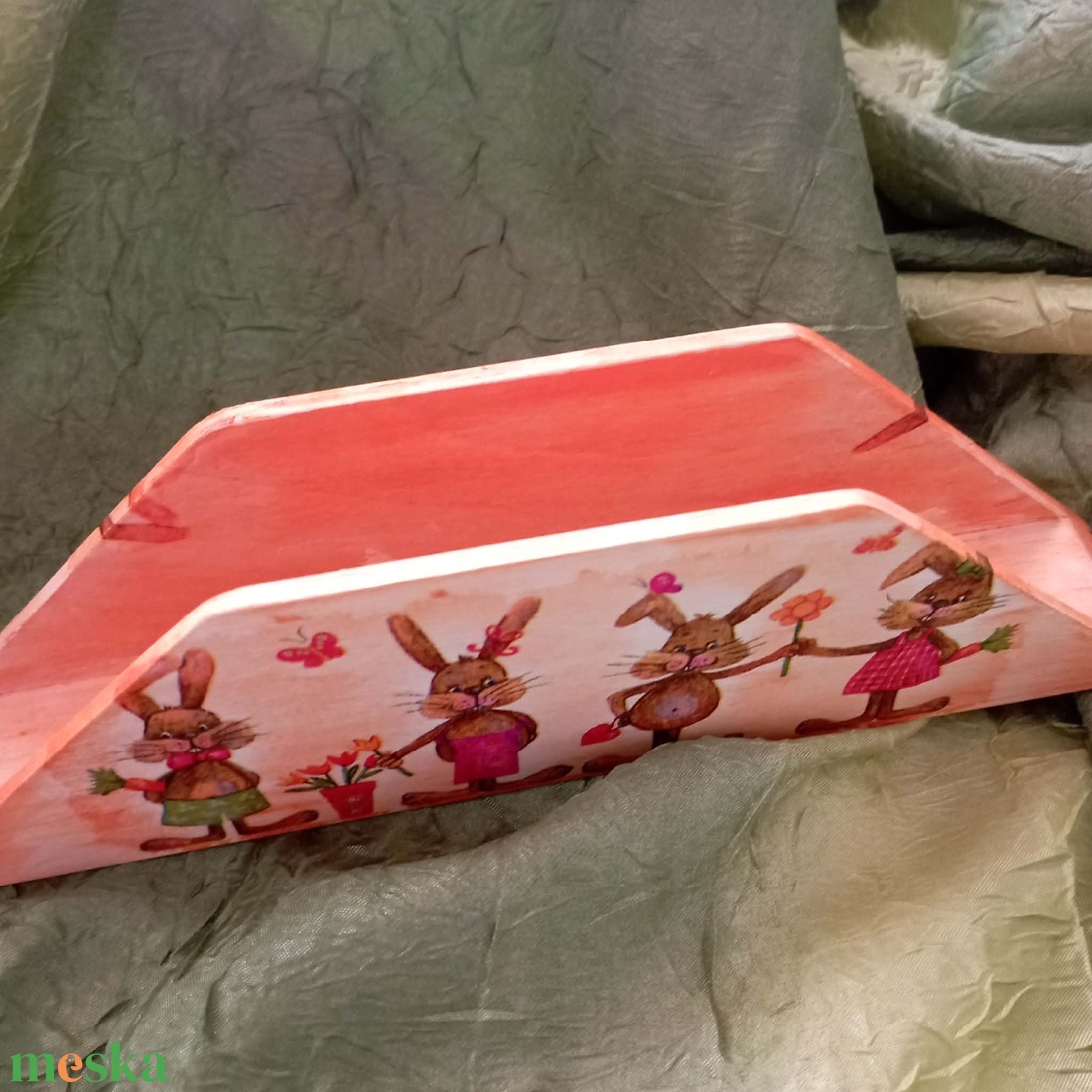 szalvétatartó nyuszis - otthon & életmód - konyhafelszerelés, tálalás - tálalás - szalvétatartó, szalvétagyűrű - Meska.hu