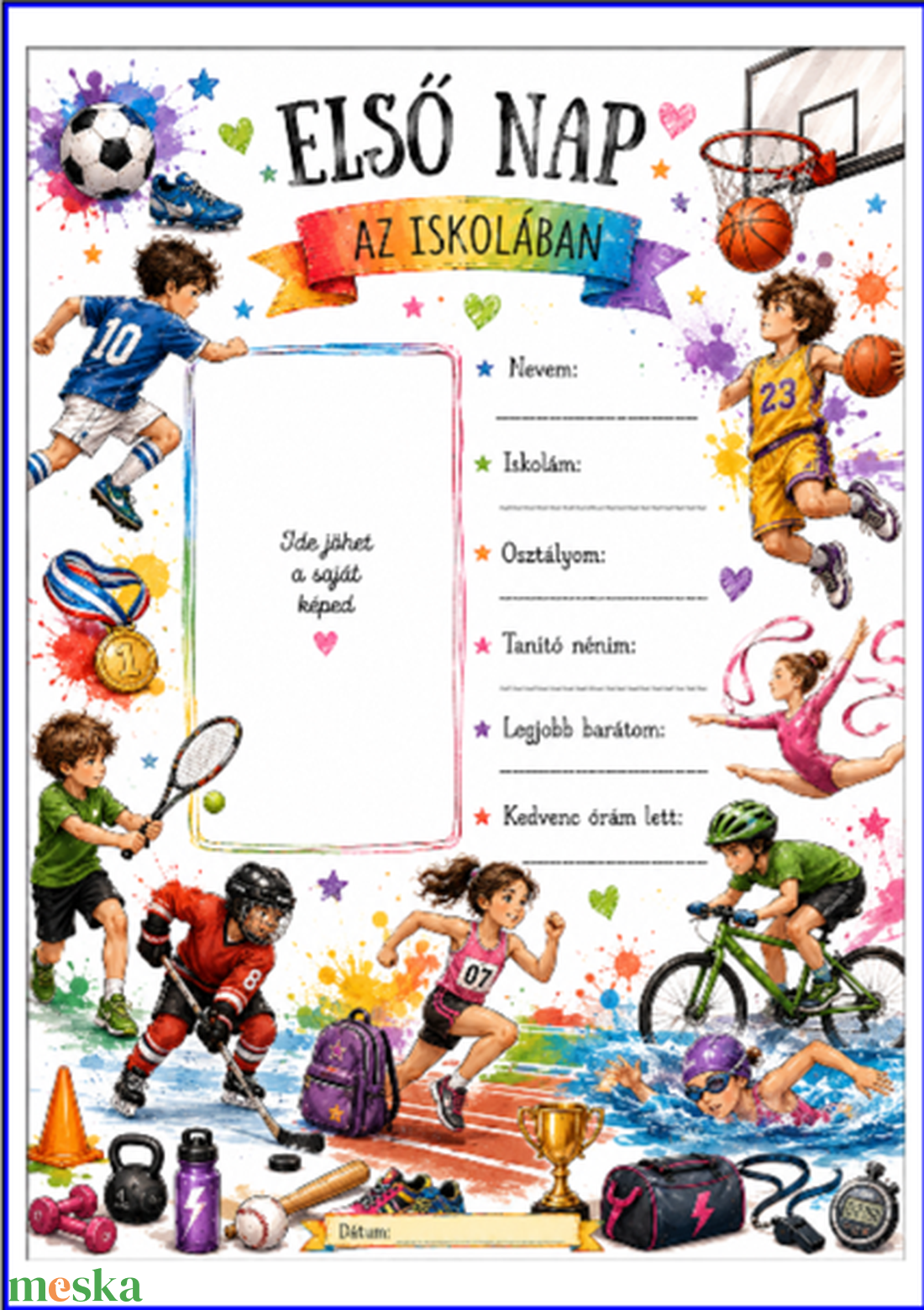 Első nap az iskolában � A4 emléklap - baba - mama - babaemlékek - baba emlékőrző - Meska.hu