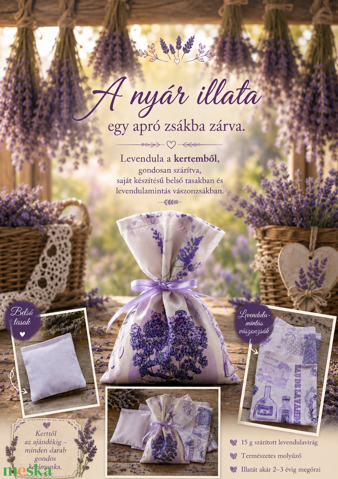 Levendula a kertemből � kézműves levendulazsák  - otthon & életmód - gyertya, illat, aroma - illatzsák - Meska.hu