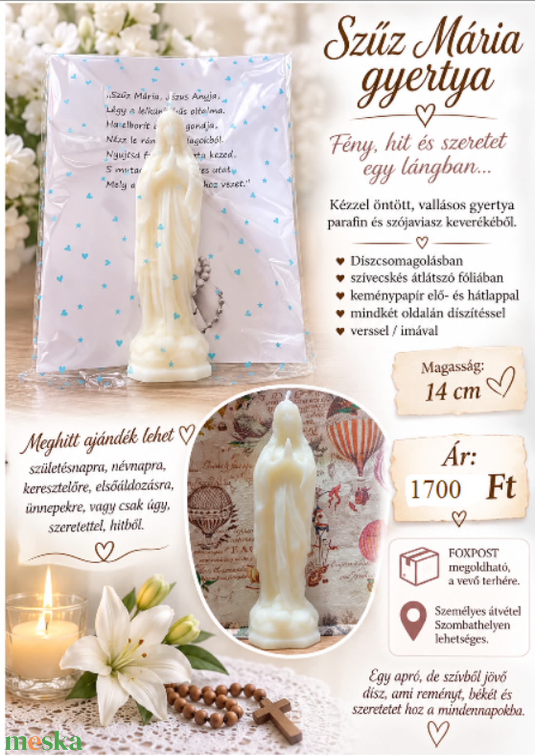  Mária gyertya - otthon & életmód - gyertya, illat, aroma - gyertya - Meska.hu