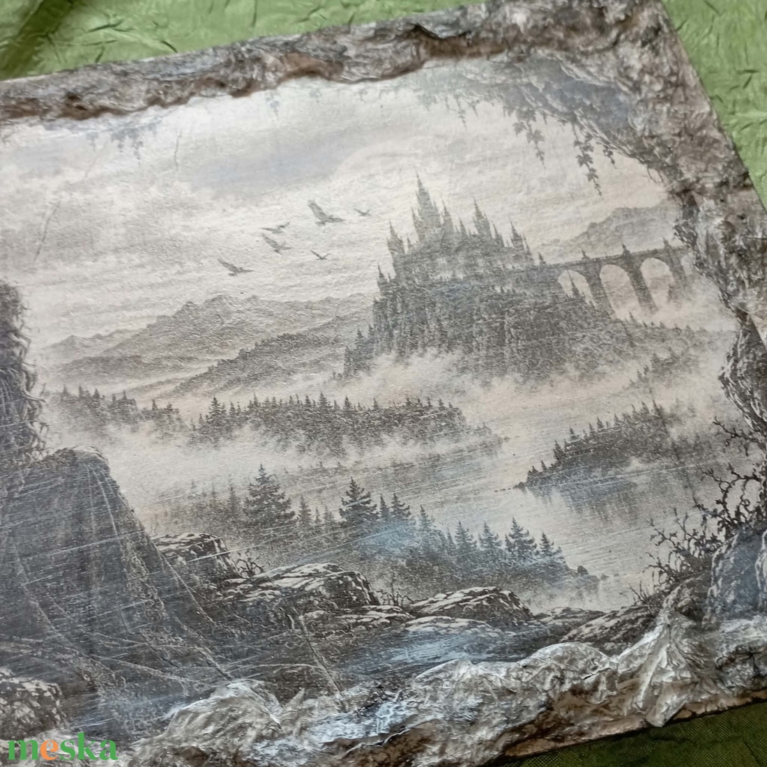 � Ködbe vesző kastély � 3D hatású, gótikus fantasy falikép - otthon & életmód - dekoráció - kép & falikép - fából készült kép - Meska.hu