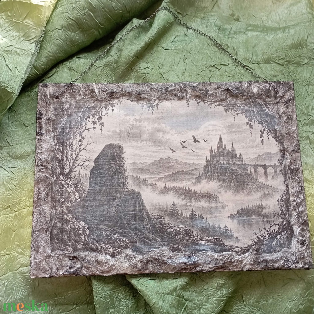 � Ködbe vesző kastély � 3D hatású, gótikus fantasy falikép - otthon & életmód - dekoráció - kép & falikép - fából készült kép - Meska.hu