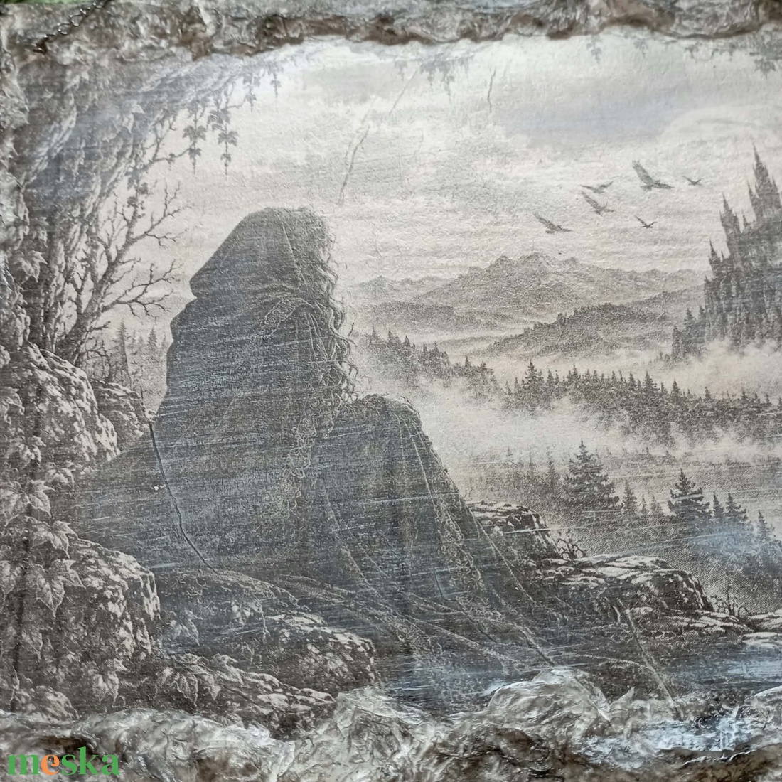 � Ködbe vesző kastély � 3D hatású, gótikus fantasy falikép - otthon & életmód - dekoráció - kép & falikép - fából készült kép - Meska.hu