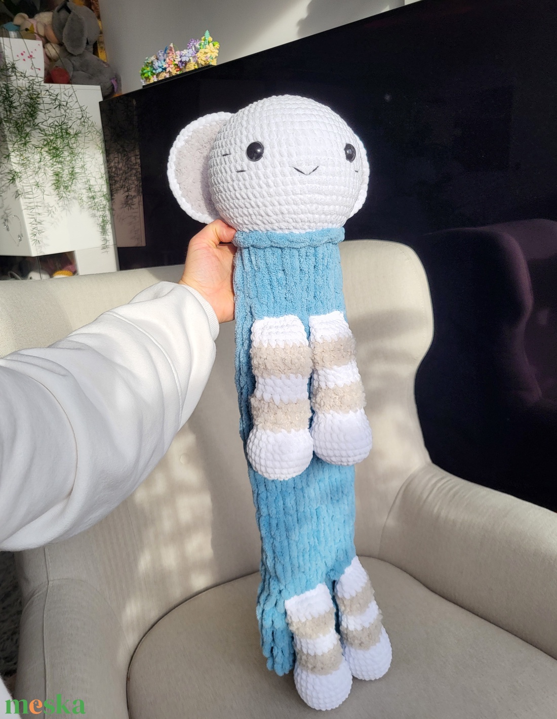 Horgolt pizsamatartó kis tigris (kék) - játék & sport - plüssállat & játékfigura - plüss mesefigurák - Meska.hu