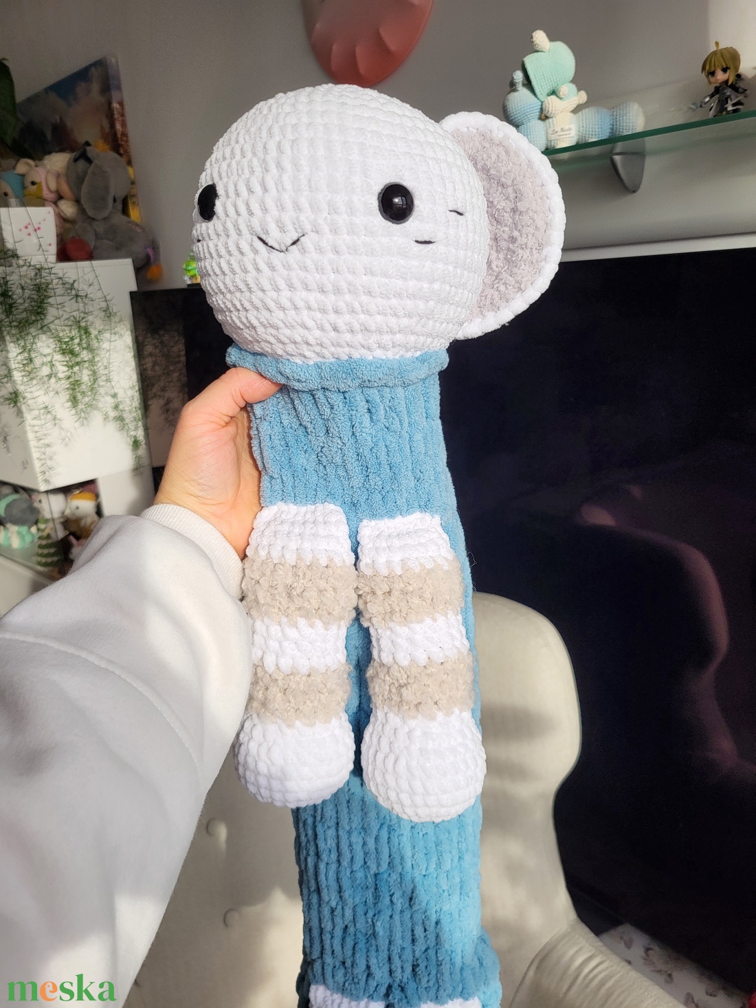 Horgolt pizsamatartó kis tigris (kék) - játék & sport - plüssállat & játékfigura - plüss mesefigurák - Meska.hu