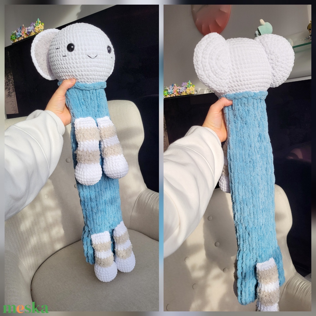 Horgolt pizsamatartó kis tigris (kék) - játék & sport - plüssállat & játékfigura - plüss mesefigurák - Meska.hu