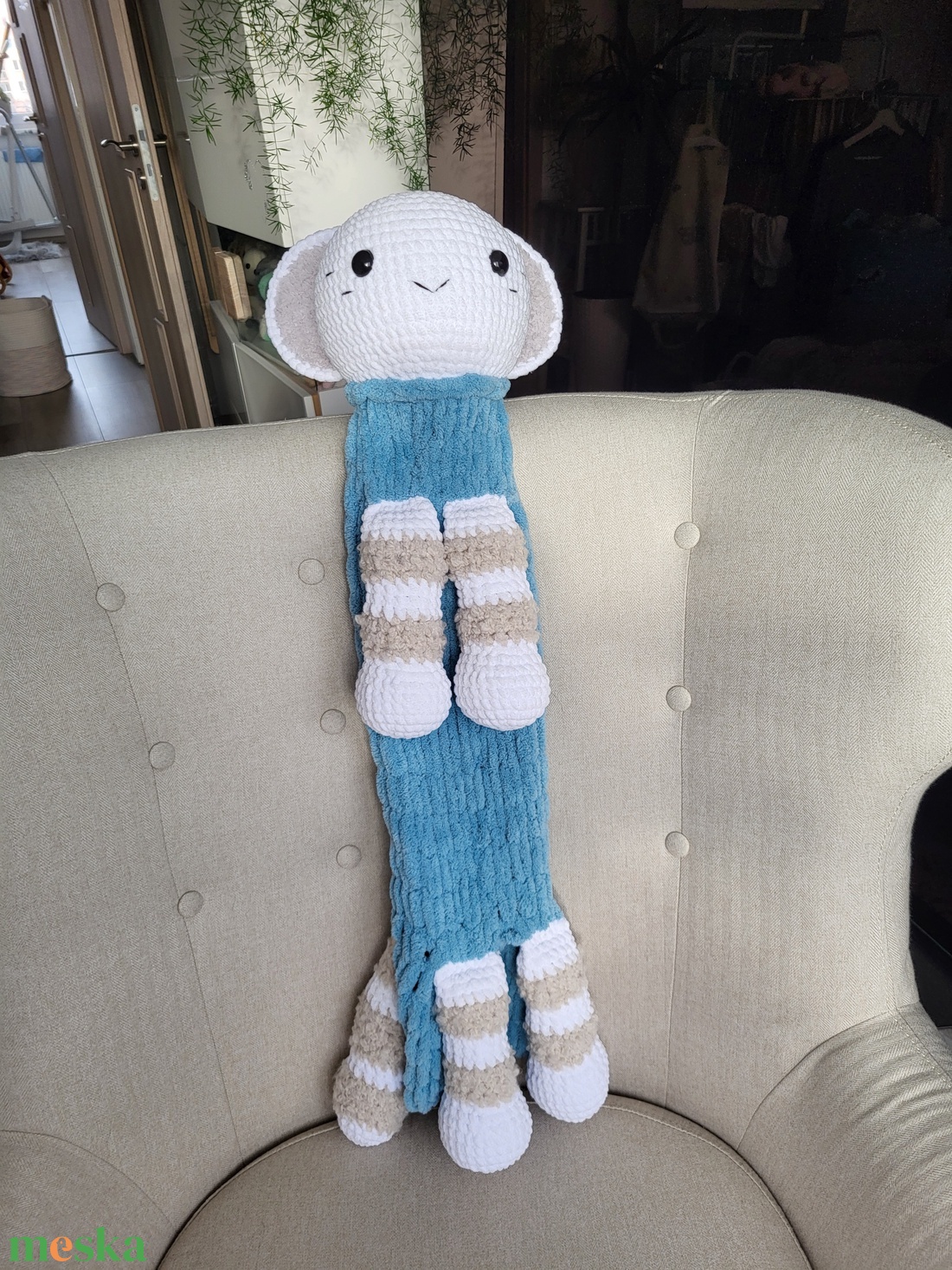 Horgolt pizsamatartó kis tigris (kék) - játék & sport - plüssállat & játékfigura - plüss mesefigurák - Meska.hu