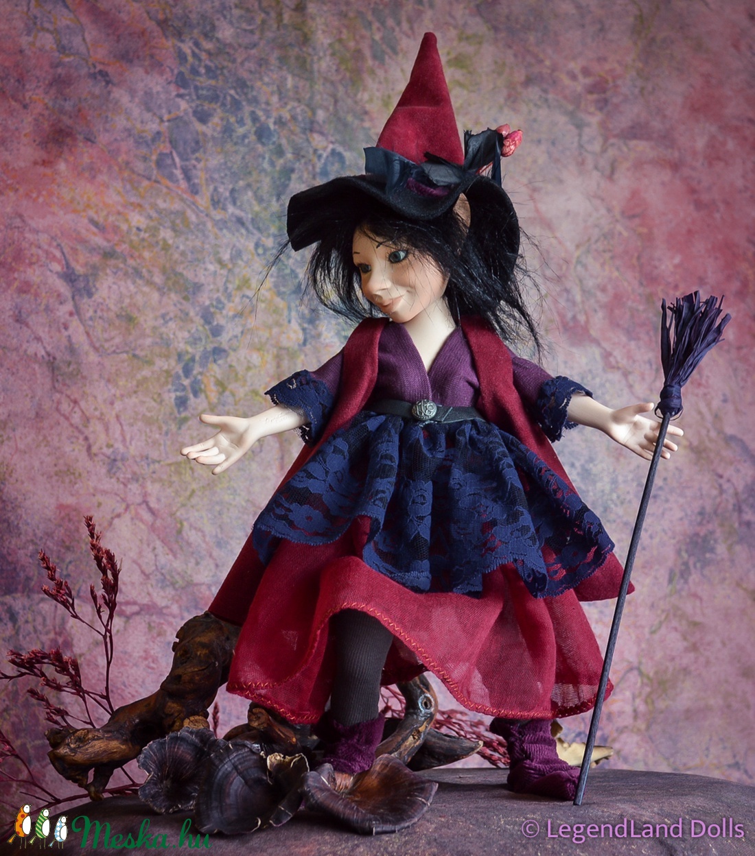 Boszorkány figura - boszi boszorka baba porcelán baba porcelánbaba porcelán figura kabala figura Vilma -  - Meska.hu