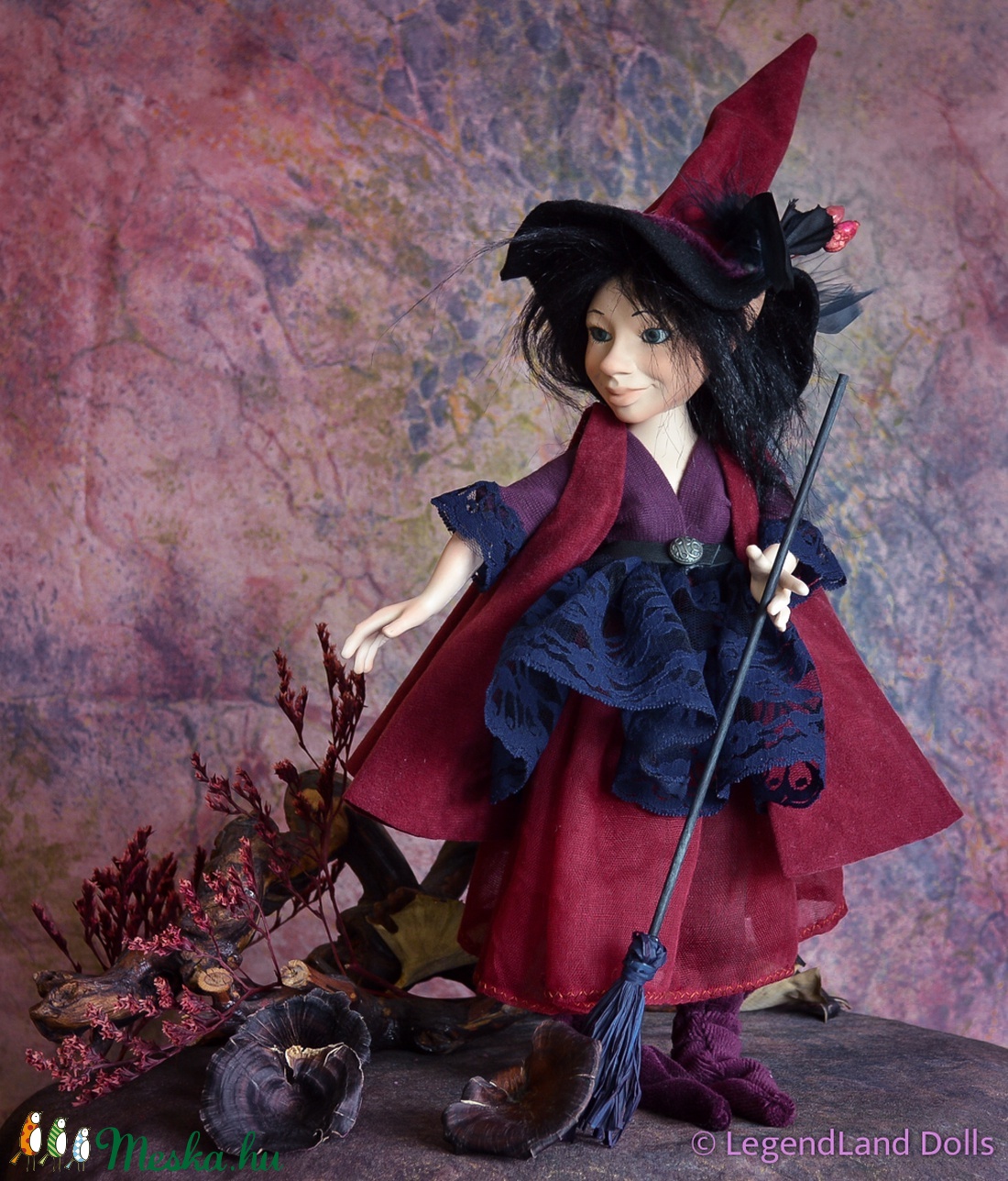 Boszorkány figura - boszi boszorka baba porcelán baba porcelánbaba porcelán figura kabala figura Vilma -  - Meska.hu