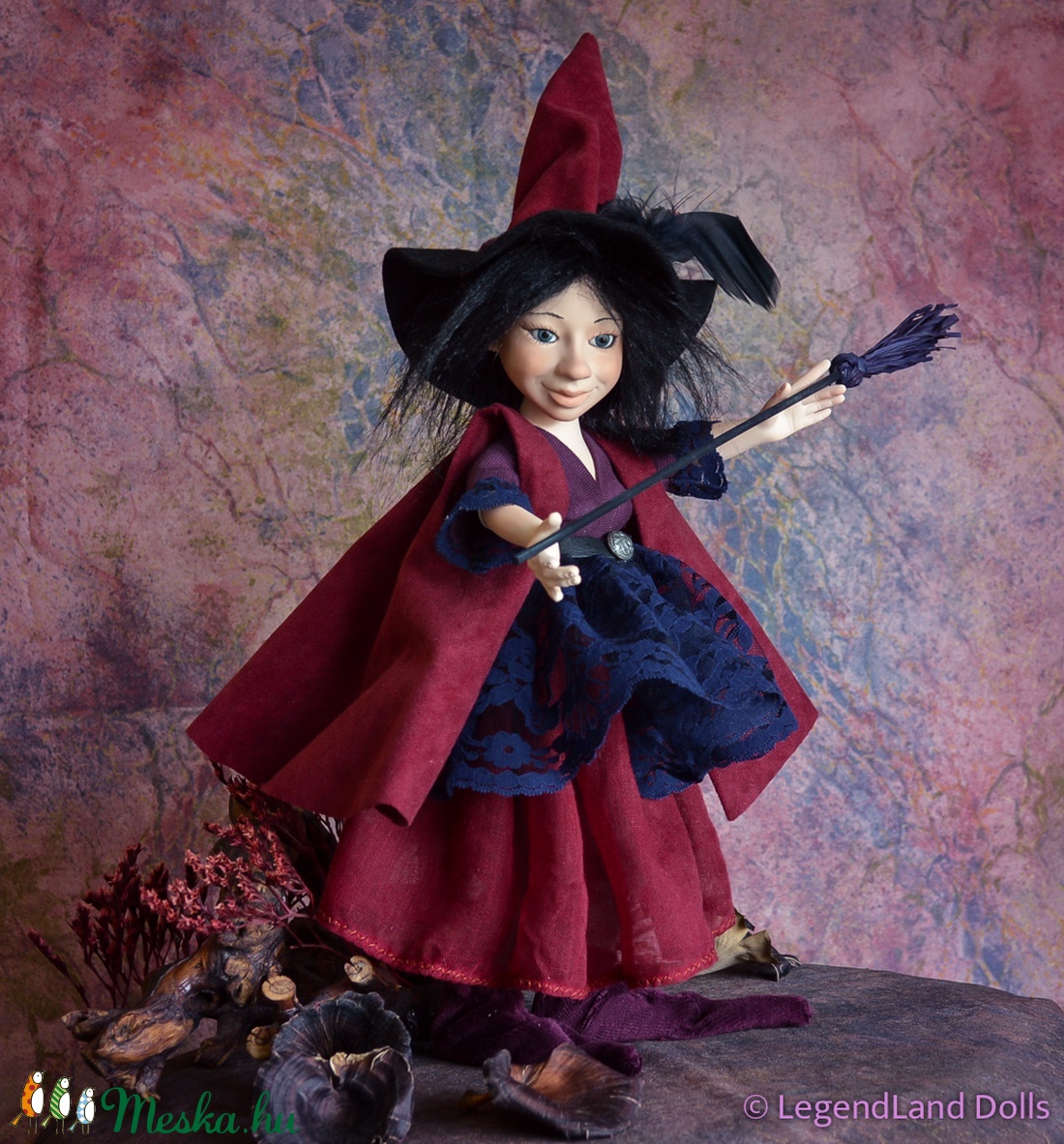 Boszorkány figura - boszi boszorka baba porcelán baba porcelánbaba porcelán figura kabala figura Vilma -  - Meska.hu