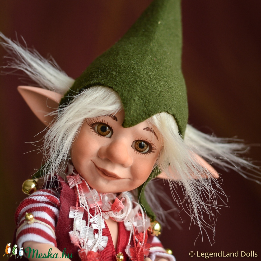 Bandó huncut karácsonymanó, nosztalgia porcelánbaba, porcelán baba -  - Meska.hu