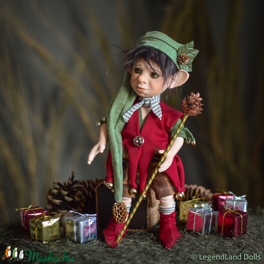 Móric karácsonyi mókamanó, nosztalgia porcelánbaba, porcelán baba -  - Meska.hu