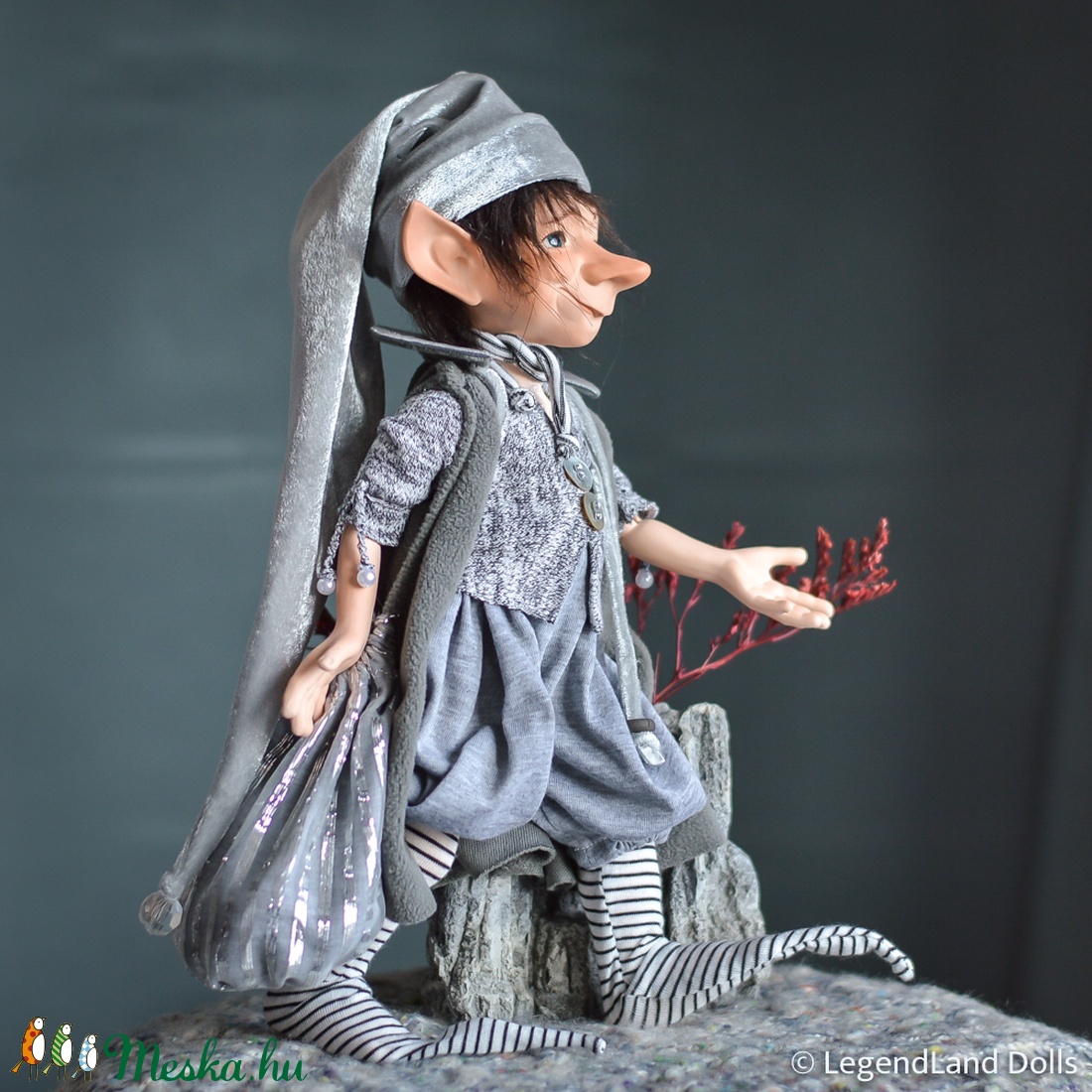 Ezüst díszítésű nagy kobold figura, JOACHIM porcelán BJD  fiú baba -  - Meska.hu