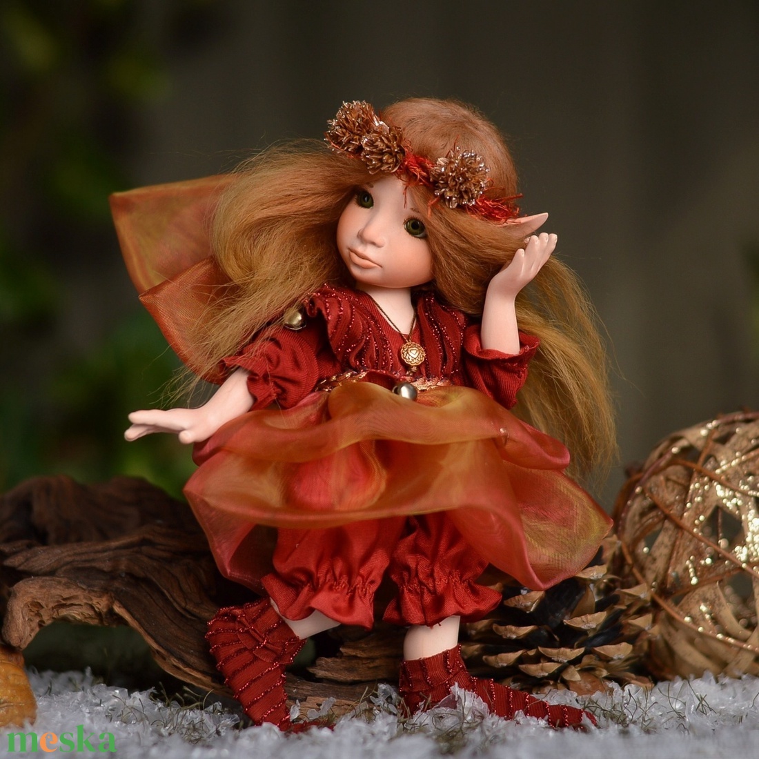 Karácsonyi porcelán mozgatható tündérke - LALA - karácsony - karácsonyi lakásdekoráció - karácsonyi manók, figurák - Meska.hu