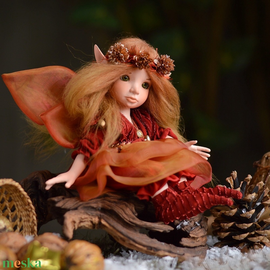 Karácsonyi porcelán mozgatható tündérke - LALA - karácsony - karácsonyi lakásdekoráció - karácsonyi manók, figurák - Meska.hu