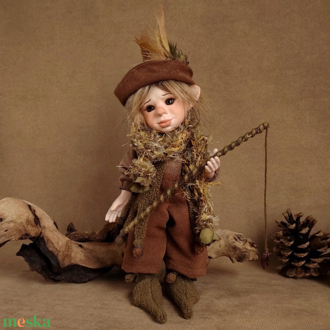 Horgász manó: DENTON - porcelán, mozgatható  - otthon & életmód - dekoráció - manók - Meska.hu