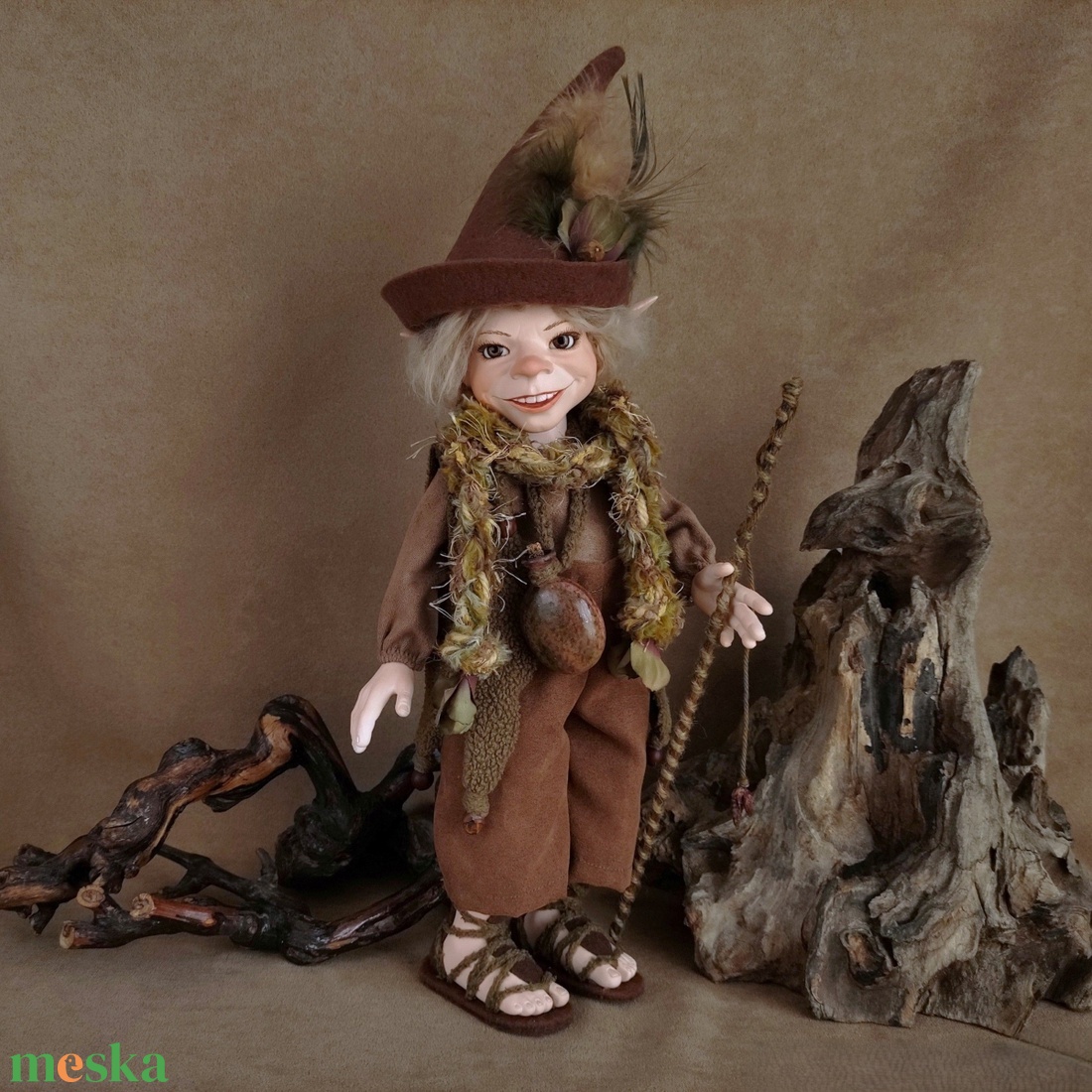 Horgász kobold: SAMSON - porcelán, mozgatható  - otthon & életmód - dekoráció - manók - Meska.hu