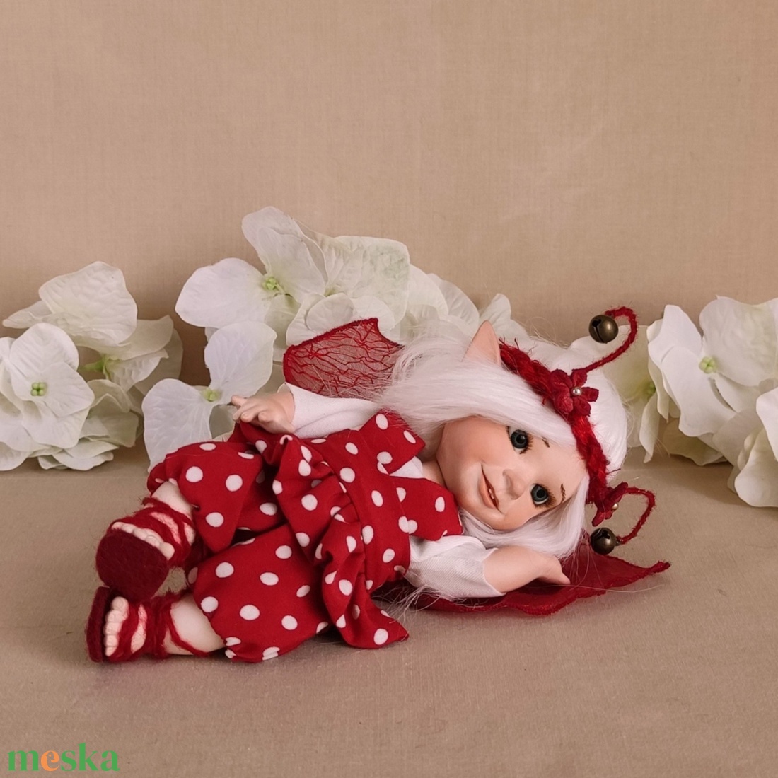 KATKA mini porcelán mozgatható tündérke - otthon & életmód - dekoráció - manók - Meska.hu