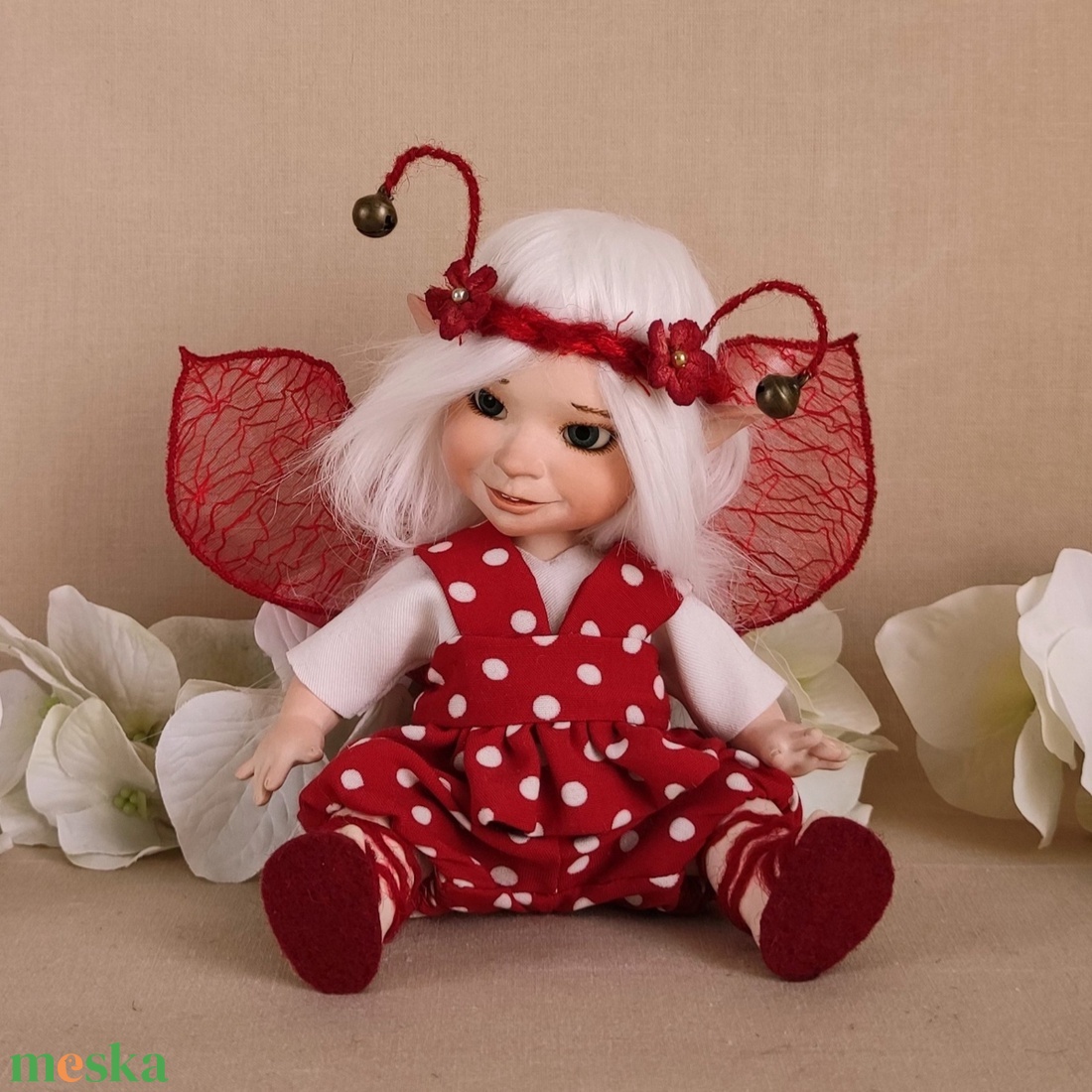 KATKA mini porcelán mozgatható tündérke - otthon & életmód - dekoráció - manók - Meska.hu