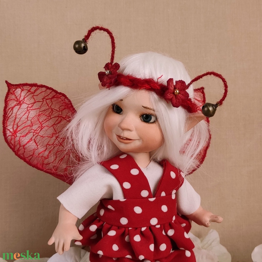 KATKA mini porcelán mozgatható tündérke - otthon & életmód - dekoráció - manók - Meska.hu