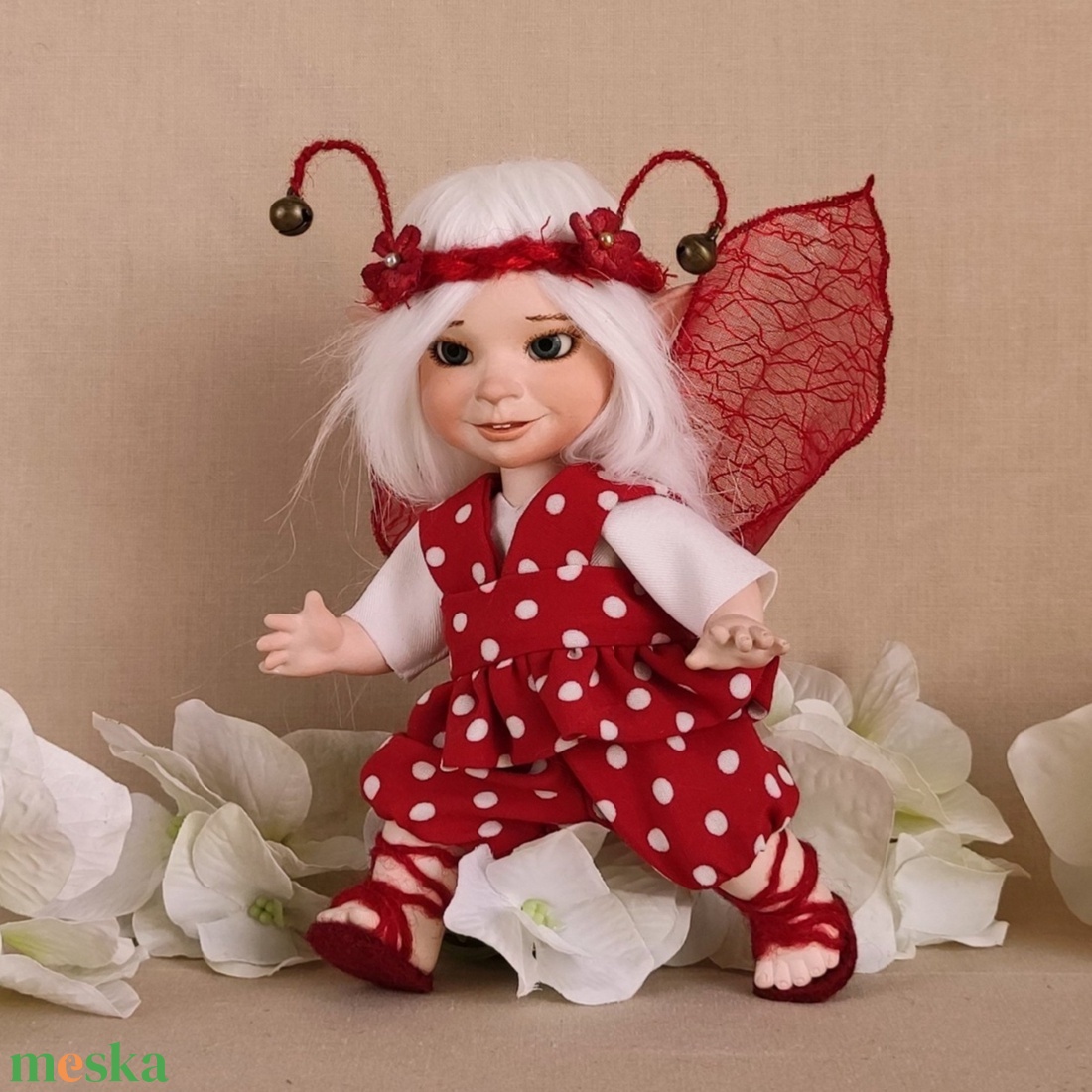 KATKA mini porcelán mozgatható tündérke - otthon & életmód - dekoráció - manók - Meska.hu