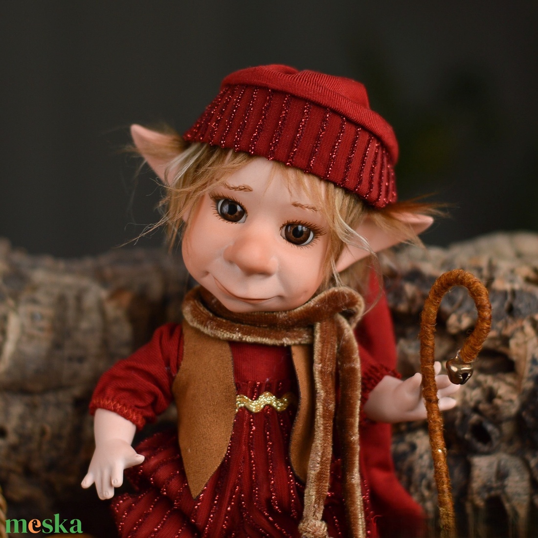 Karácsonyi mini porcelán mozgatható kobold - LÓCI - karácsony - karácsonyi lakásdekoráció - karácsonyi manók, figurák - Meska.hu