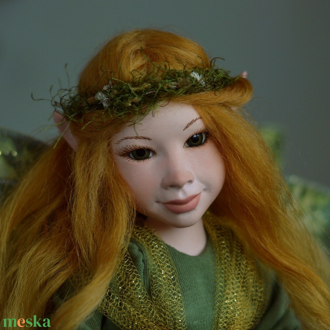 Zöld levéltündér: DOTTI - porcelán, mozgatható - otthon & életmód - dekoráció - dísztárgy - Meska.hu