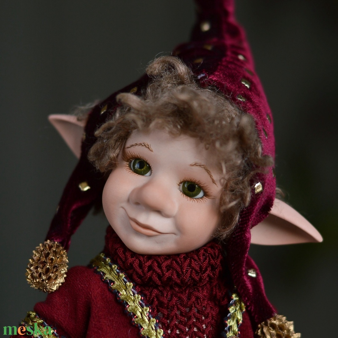 Karácsonyi kobold: TICIÁN - porcelán, mozgatható - karácsony - karácsonyi lakásdekoráció - karácsonyi manók, figurák - Meska.hu